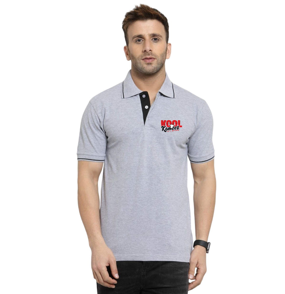 Grey Melange Black Tipping Polo