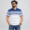 White with Blue Stripped Polo - 220 GSM