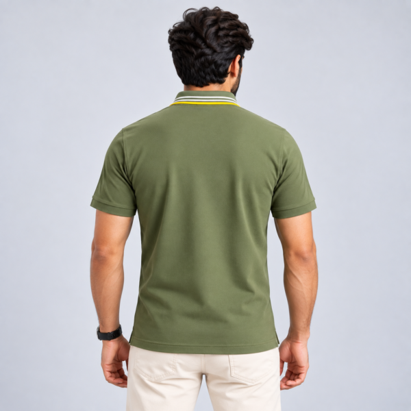 Olive Green with Stripped Tipped Polo - 220 GSM