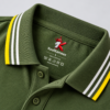 Olive Green with Stripped Tipped Polo - 220 GSM