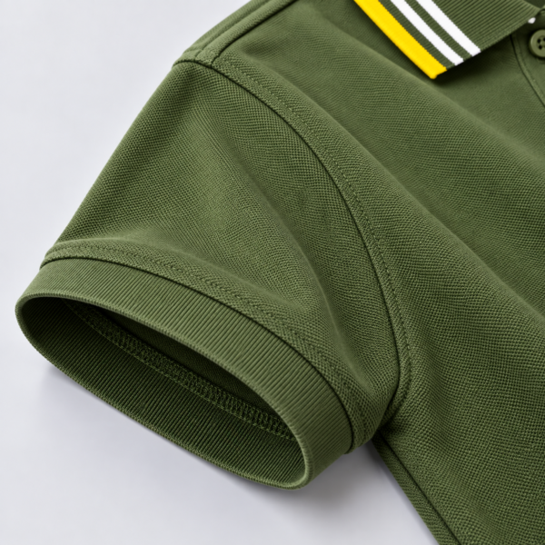 Olive Green with Stripped Tipped Polo - 220 GSM