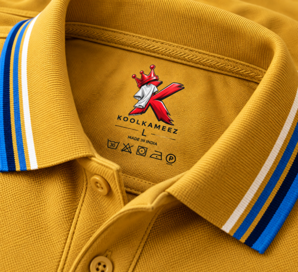 Mustard Yellow with Stripped Tipped Polo - 220 GSM