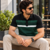 Green - Black Striped Polo - 220 GSM – Kool Kameez
