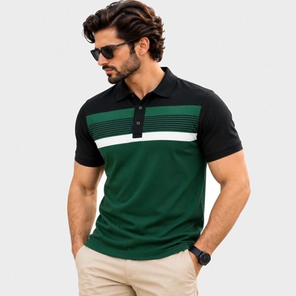 Green - Black Striped Polo - 220 GSM – Kool Kameez