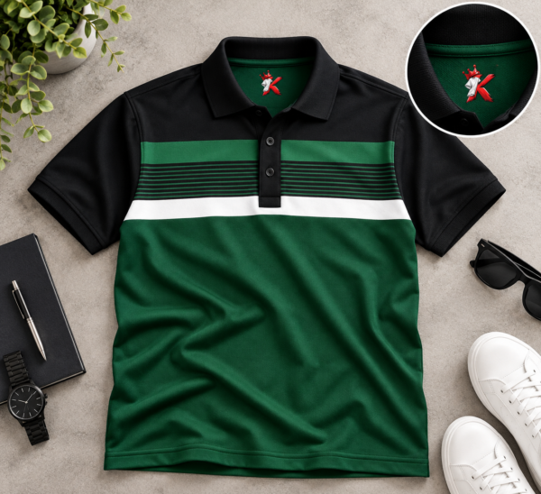 Green - Black Striped Polo - 220 GSM – Kool Kameez