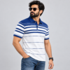 White with Blue Stripped Polo - 220 GSM