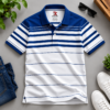 White with Blue Stripped Polo - 220 GSM