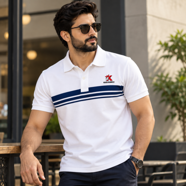 ChatGPT Image Sep 18, 2026, 12_46_56 AM White with Navy Stripped Polo - 220 GSM (Copy)