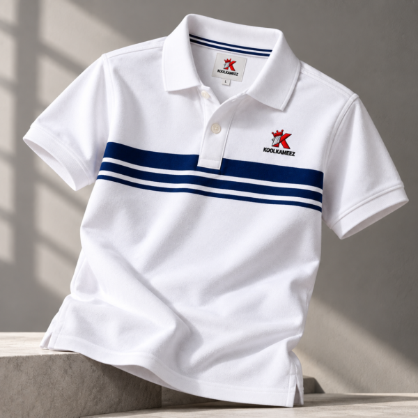 ChatGPT Image Sep 18, 2026, 12_51_51 AM White with Navy Stripped Polo - 220 GSM (Copy)