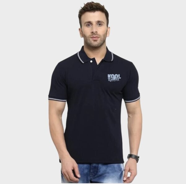 Navy Blue & White Tipping Polo – Kool Kameez