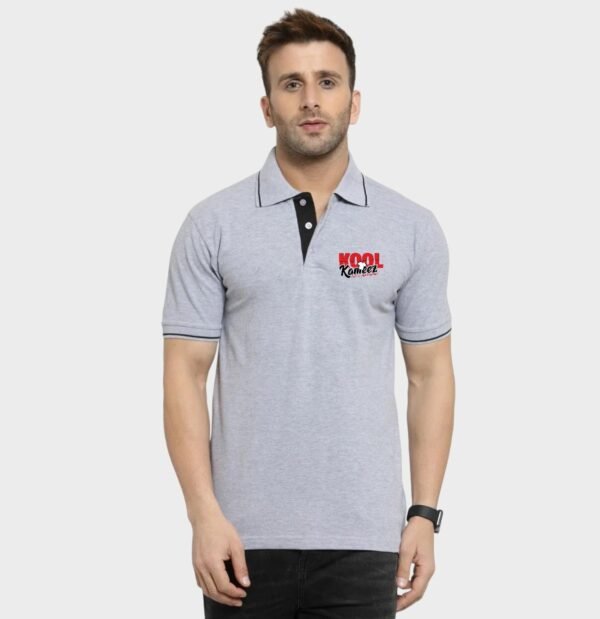 Grey Melange with Black tipping Polo – Kool Kameez