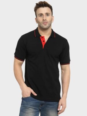 Black with Red tipping Polo – Kool Kameez