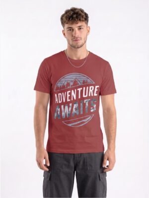 Adventure Awaits Round Neck T-Shirt