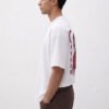 Akaza Crescent Moon Oversized Tee - white side White Akaza anime graphic oversized t-shirt, side view