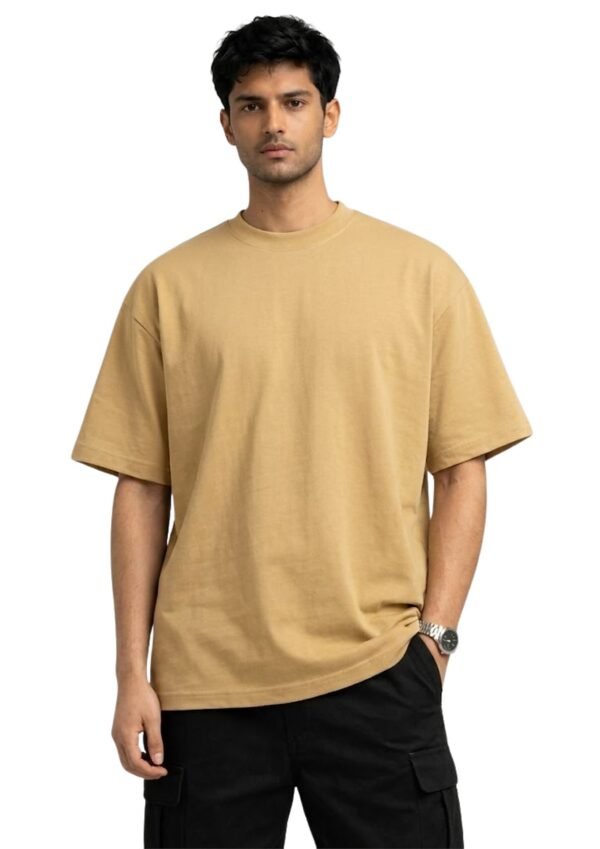 Beige 220 GSM Oversized Tee - front view