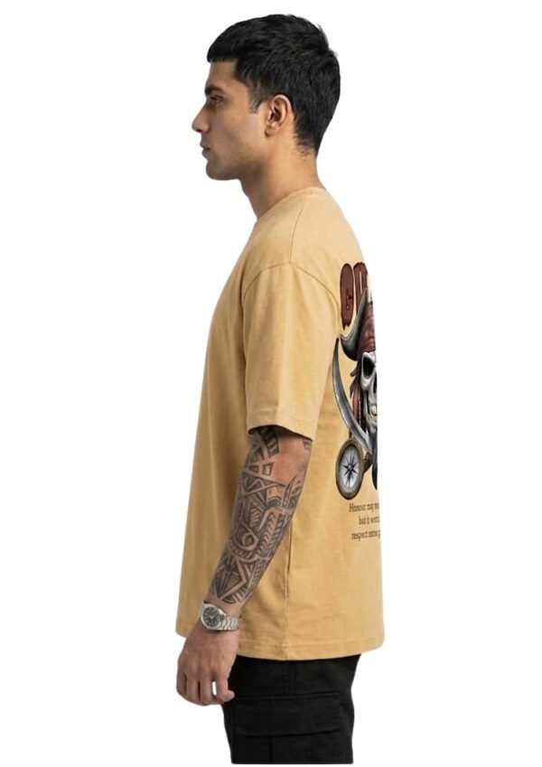 Beige 220 GSM Oversized Tee - side view