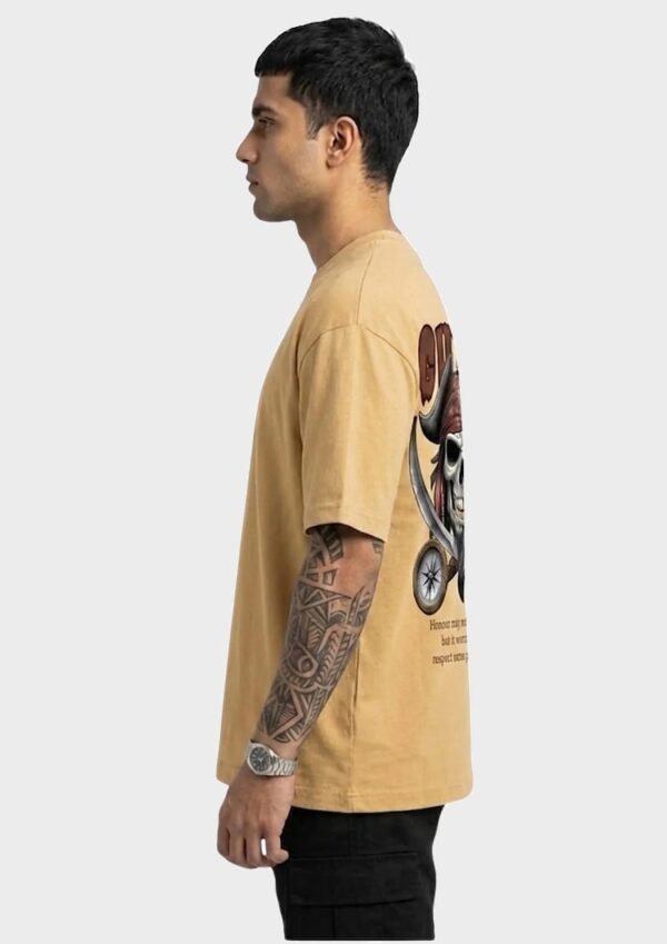 Beige 220 GSM Oversized Tee - side view