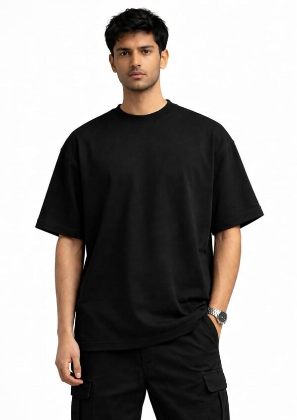 Black 220 GSM Oversized Tee - front view