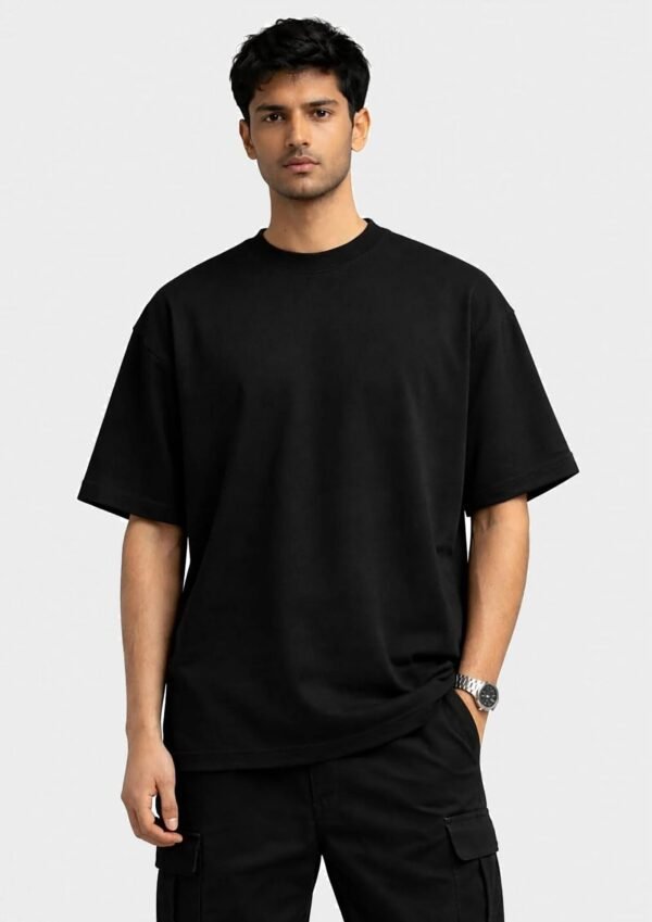 Black 220 GSM Oversized Tee - front view