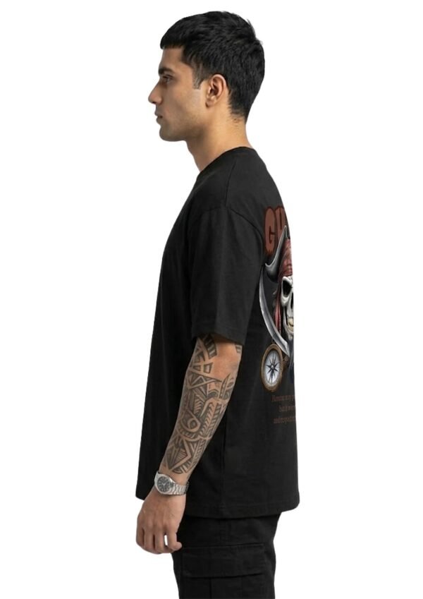 Black 220 GSM Oversized Tee - side view