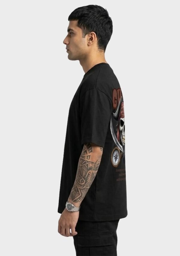 Black 220 GSM Oversized Tee - side view