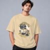 Boombox Hipster Retro Round Neck T-Shirt in beige, front view – Kool Kameez