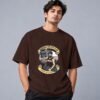 Boombox Hipster Retro Round Neck T-Shirt in coffee brown, front view – Kool Kameez