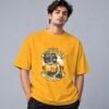 Boombox Hipster 240 GSM Oversized Tee in golden yellow, front view – Kool Kameez