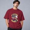 Boombox Hipster 240 GSM Oversized Tee in maroon, front view – Kool Kameez