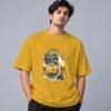 Boombox Hipster 240 GSM Oversized Tee in mustard yellow, front view – Kool Kameez