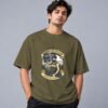 Boombox Hipster 240 GSM Oversized Tee in olive green, front view – Kool Kameez