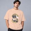 Boombox Hipster Retro Round Neck T-Shirt in peach, front view – Kool Kameez
