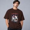 Bowling World Competition Retro Round Neck T-Shirt in coffee brown, front view – Kool Kameez