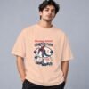 Bowling World Competition Retro Round Neck T-Shirt in peach, front view – Kool Kameez