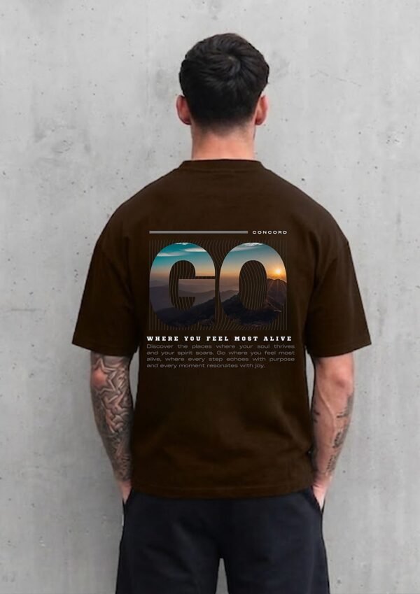 Brown 220 GSM Oversized Tee - back view