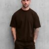 Brown 220 GSM Oversized Tee - front view