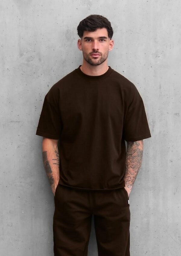 Brown 220 GSM Oversized Tee - front view