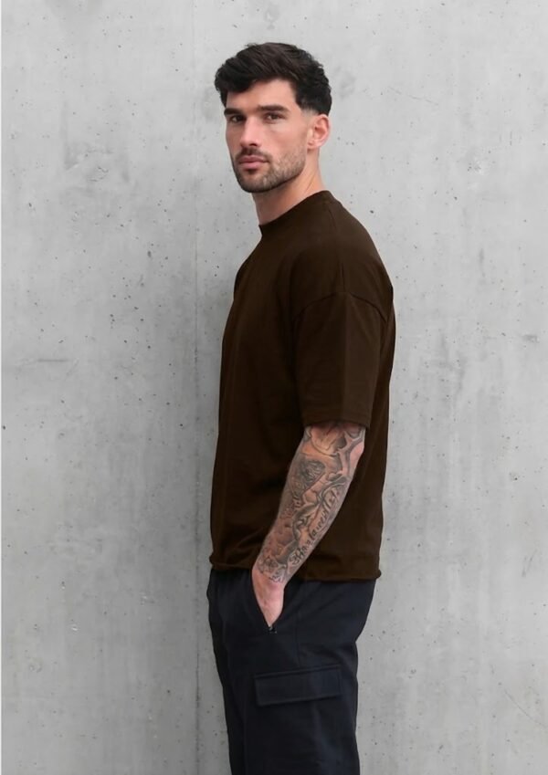 Brown 220 GSM Oversized Tee - side view