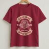 Classic Vintage Hotrod Round Neck T-Shirt - Maroon - Front View Classic Vintage Hotrod Round Neck T-Shirt - Maroon - Front View
