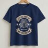 Classic Vintage Hotrod Round Neck T-Shirt - Navy Blue - Front View Classic Vintage Hotrod Round Neck T-Shirt - Navy Blue - Front View