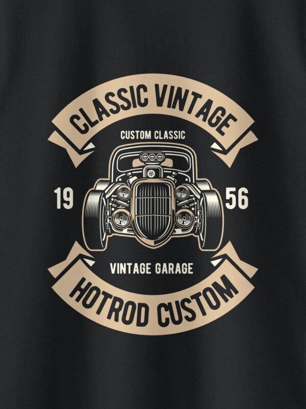 Classic Vintage Hotrod Round Neck T-Shirt - Print Detail Classic Vintage Hotrod Round Neck T-Shirt - Print Detail