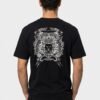 Crowned Lion Crest back print round neck t-shirt in Black — back view