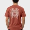 Crowned Lion Crest back print round neck t-shirt in Brown — back view