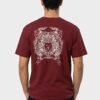 Crowned Lion Crest back print round neck t-shirt in Maroon — back view