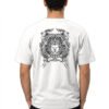 Crowned Lion Crest back print round neck t-shirt in White — back view