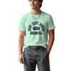 Distressed Print New York NYC Round Neck T-Shirt in Mint Green, front view