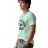 Distressed Print New York NYC Round Neck T-Shirt in Mint Green, side view