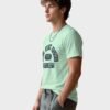 Distressed Print New York NYC Round Neck T-Shirt in Mint Green, side view Distressed Print New York NYC Round Neck T-Shirt in Mint Green, side view