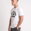 Distressed Print New York NYC Round Neck T-Shirt in White, side view