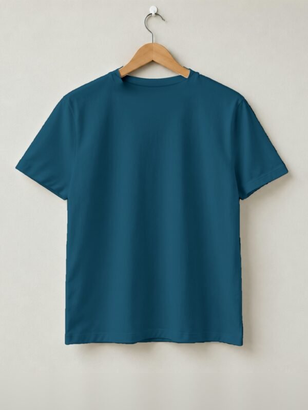 Enjoy Your Coffee Retro Round Neck T-Shirt - Petrol Blue - Back View Enjoy Your Coffee Retro Round Neck T-Shirt - Petrol Blue - Back View